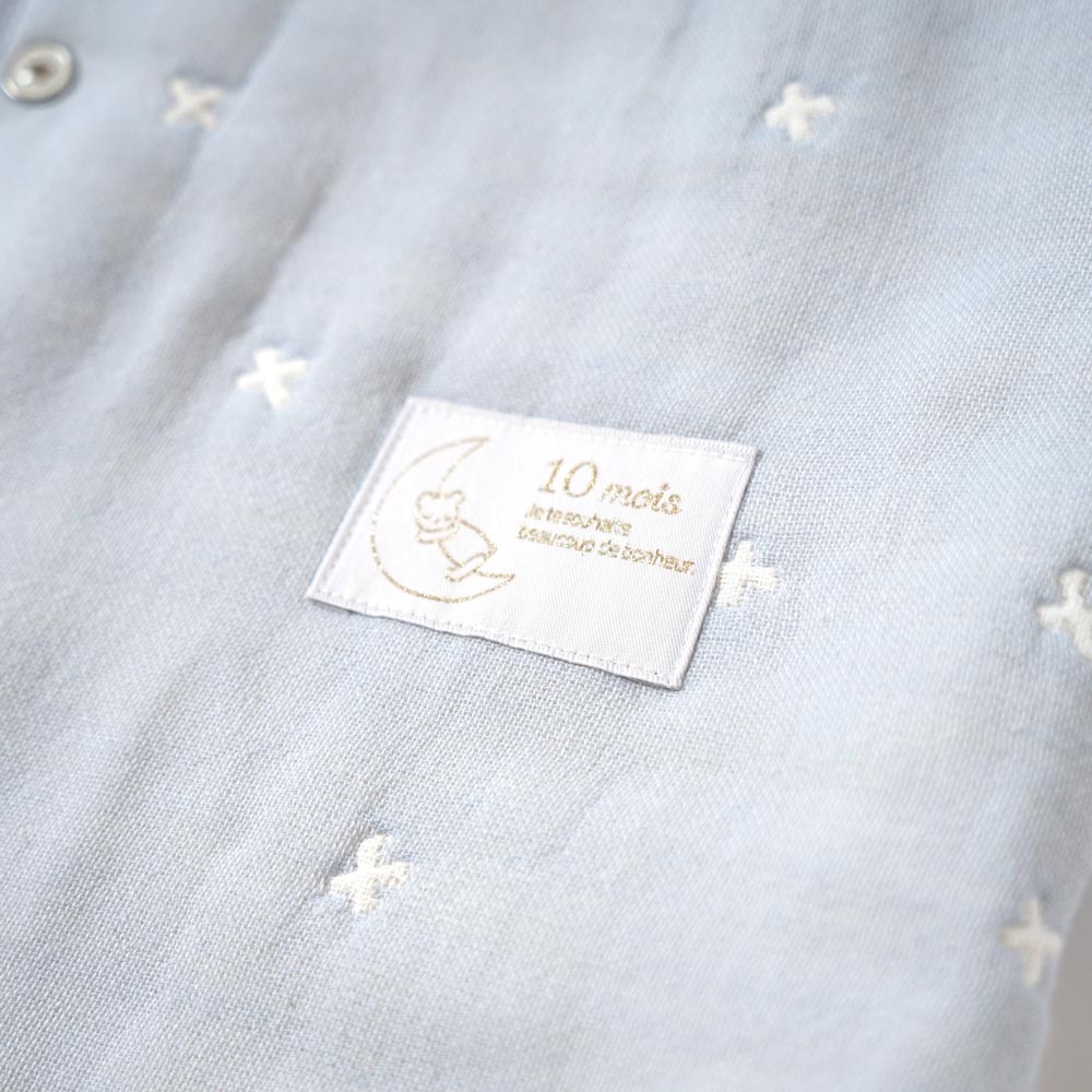 パウダーブルー　6wayスリーパー　ふくふくガーゼ(6重ガーゼ)　  / 名入れ刺繍可