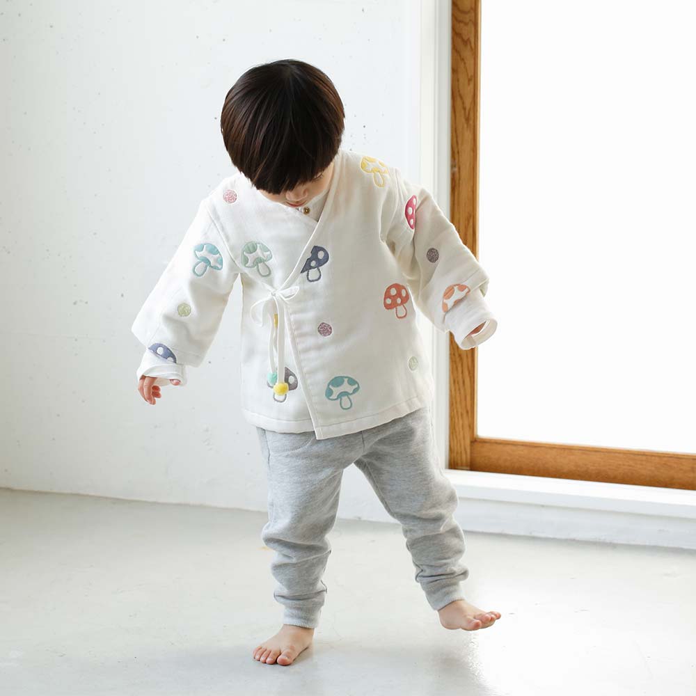 シャンピニオン　ナイトローブ ふくふくガーゼ(6重ガーゼ)　/ 名入れ刺繍可