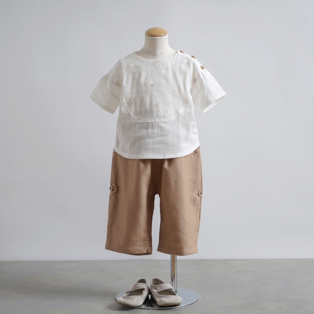 刺繍Wガーゼヨークブラウス minori ホワイト　100cm・110cm