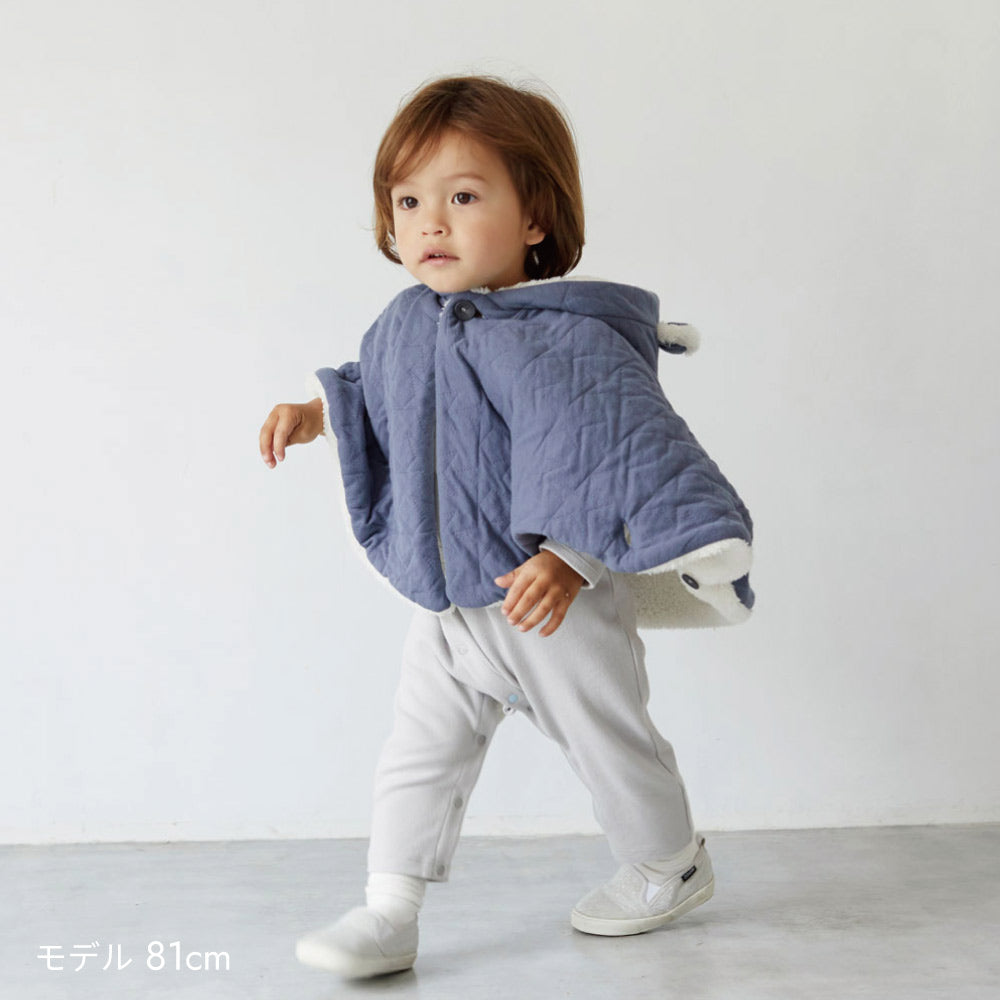 starキルト 耳つきマント ブルー 新生児～100cm