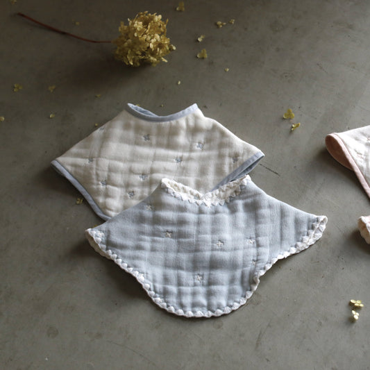 2wayビブ(2枚セット) パウダーブルー  ふくふくガーゼ(6重ガーゼ)  / 名入れ刺繍可
