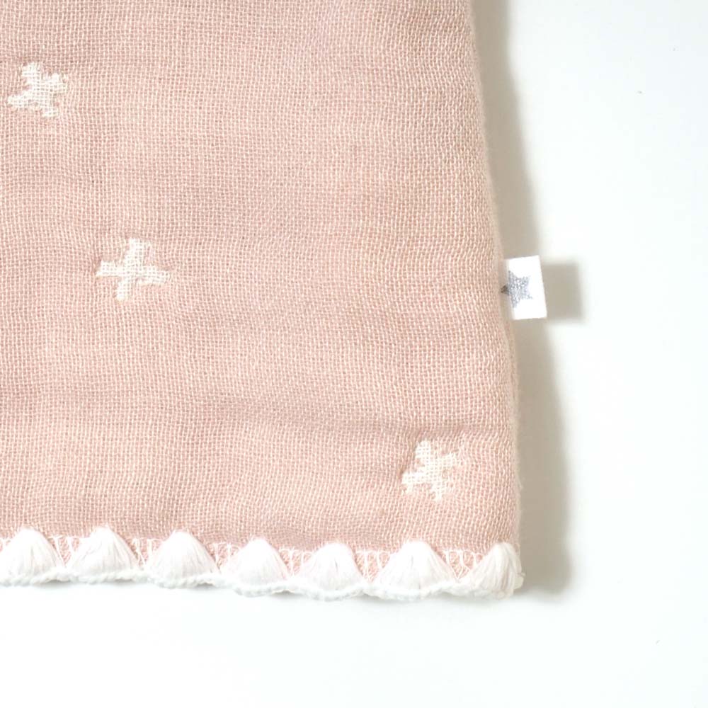 シェルピンク ちょっき　70～80cm ふくふくガーゼ(6重ガーゼ)　 / 名入れ刺繍可
