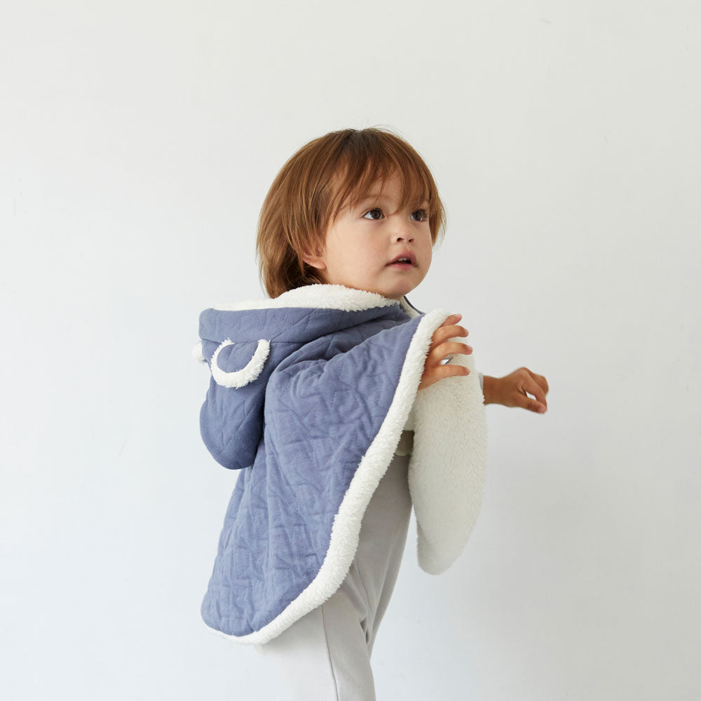 starキルト 耳つきマント ブルー 新生児～100cm