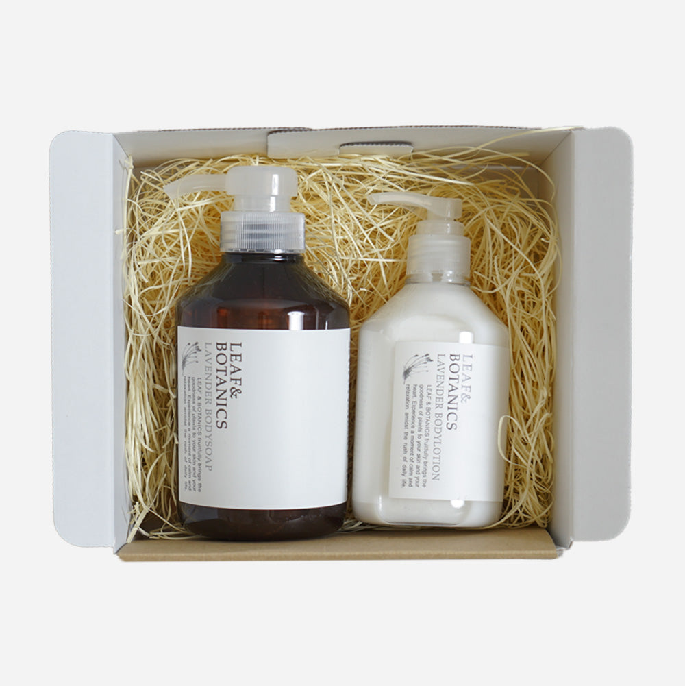 LEAF&BOTANICS ギフトセット（ボディソープ＆ローション：ラベンダー）●